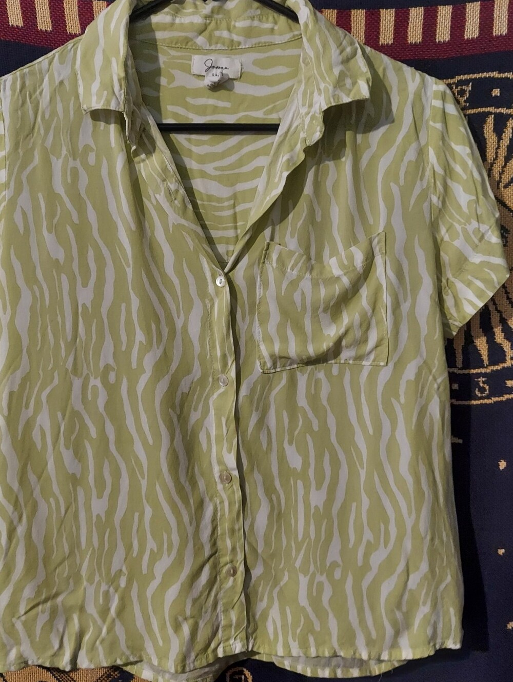 Yellow White Zebra Print Casual Button Up Retro Shirt